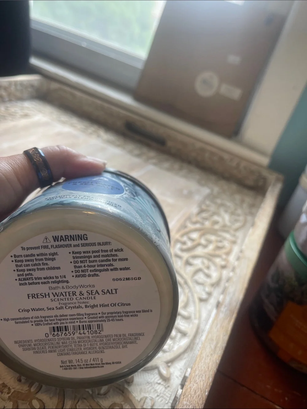 Bath & Body Works Fresh Water & Sea Salt Candle - Light Blue & Silver